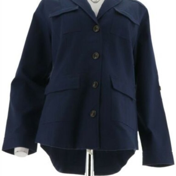 NWT ISAAC MIZRAHI BUTTON SHAWL UTILITY JACKET 12 - Picture 3 of 12